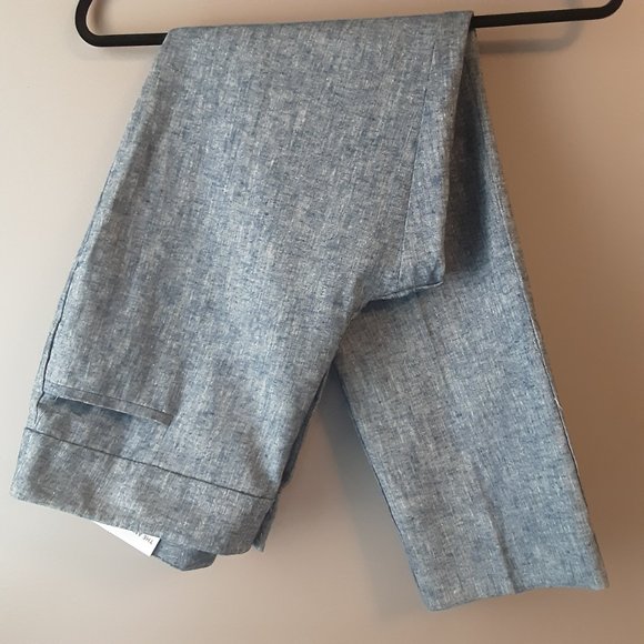 Ann Taylor "The Ankle Pant" Linen Cotton Mid-Rise Light Blue | New! Size 4 - Picture 1 of 13